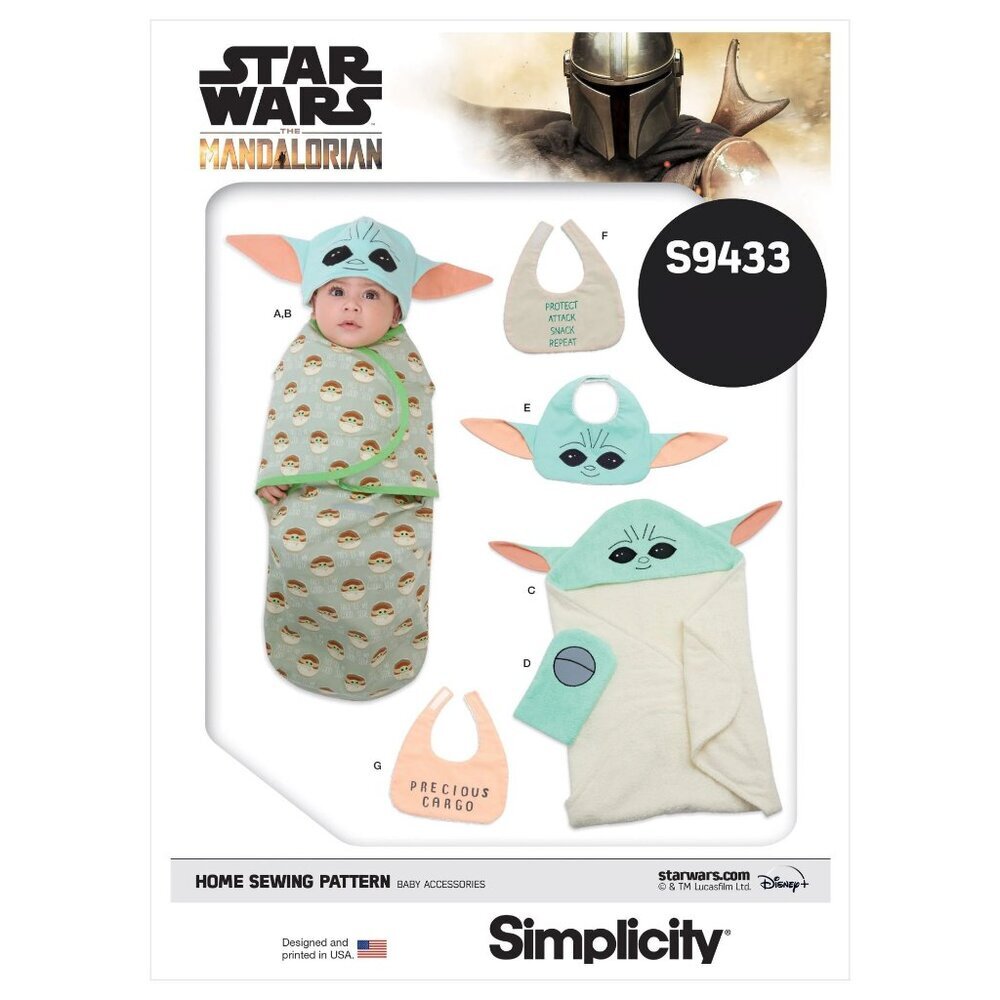 Simplicity Sewing Pattern 9433 11281 Baby Swaddle Hat Towel Bib Bath Mitt